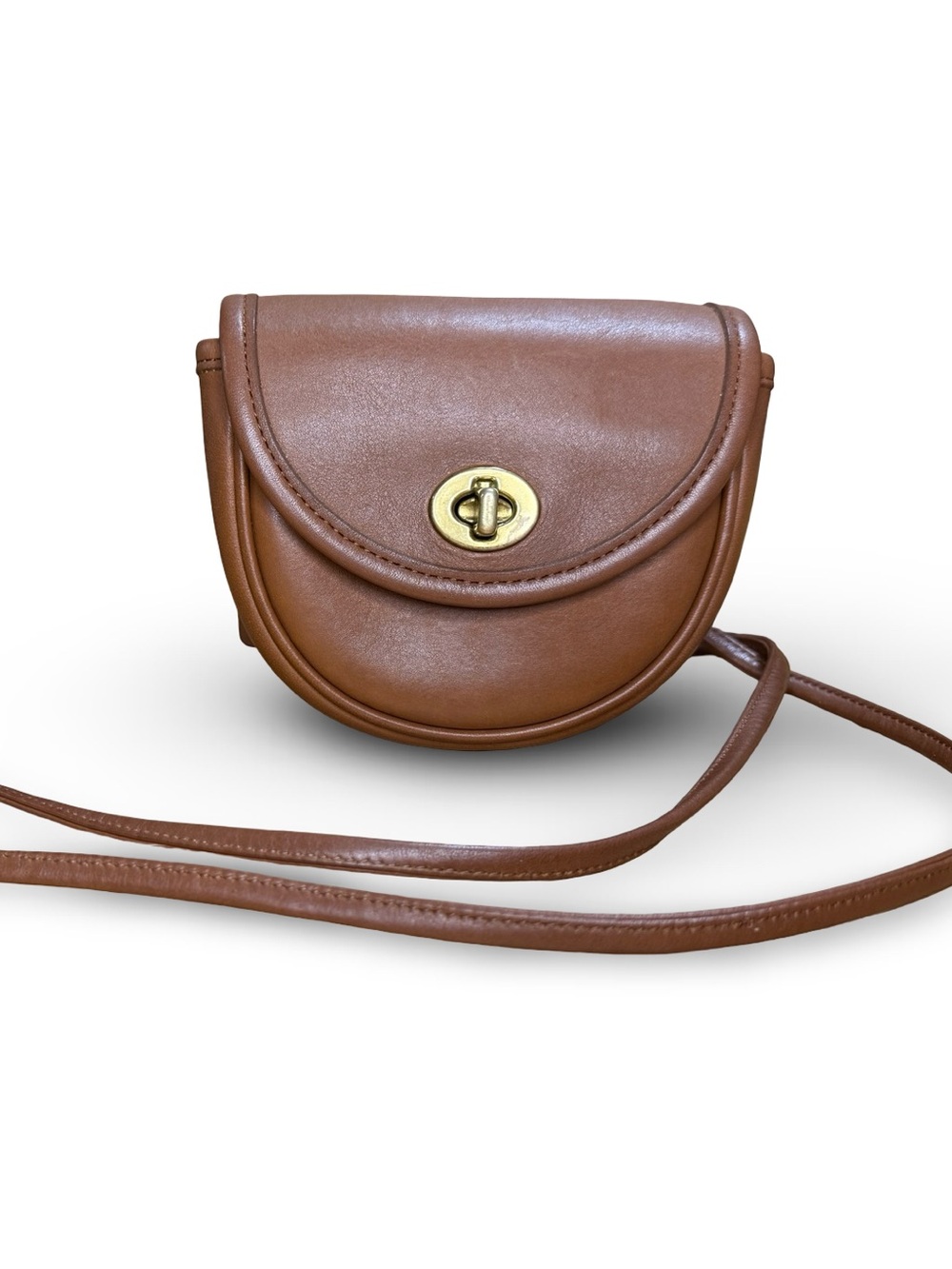 Coach 9826 Tan Leather Crossbody Belt pouch Saddle Bag with Gold Hardware - Picture 1 of 7